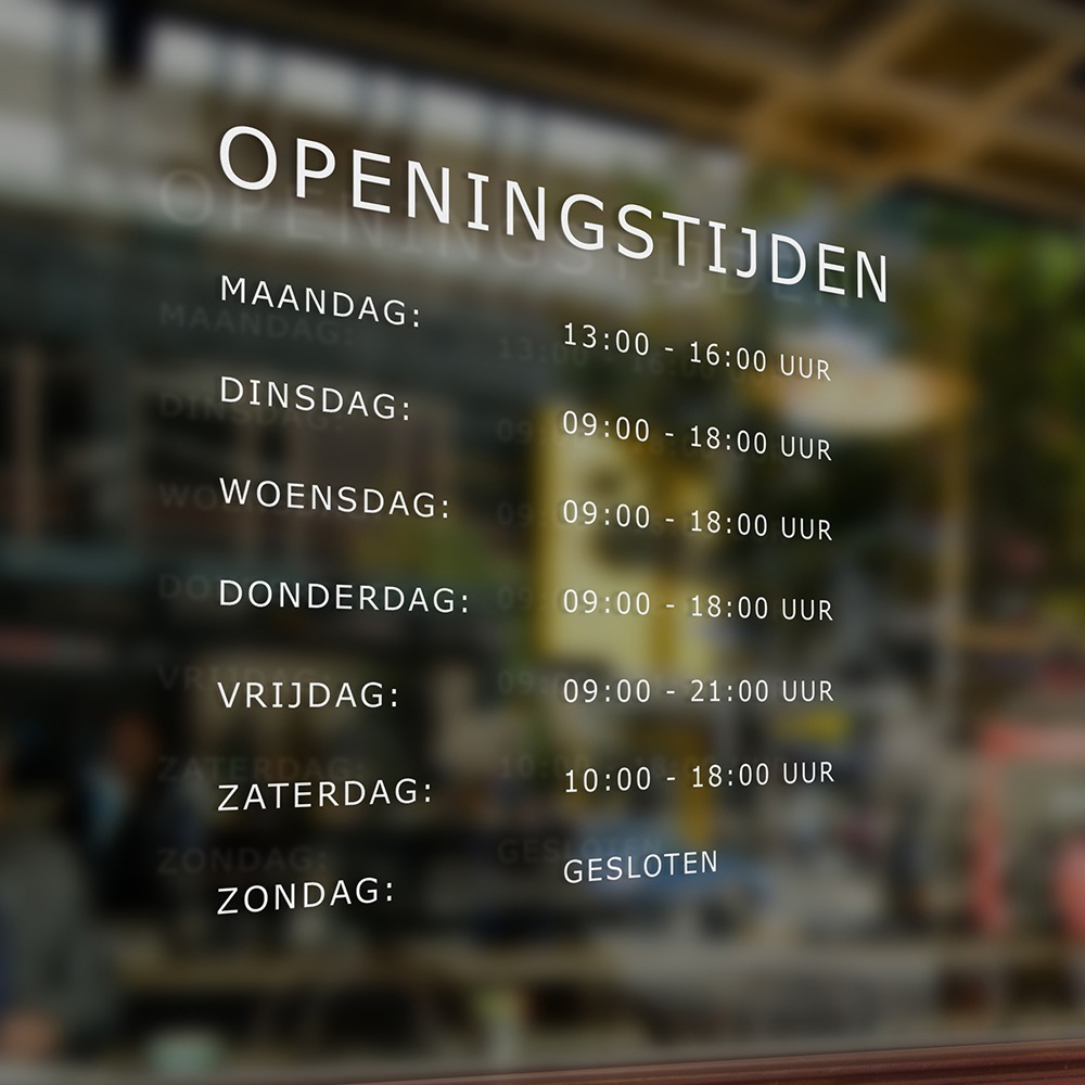 Openingstijden stickers | Naambordjevoordeur.nl