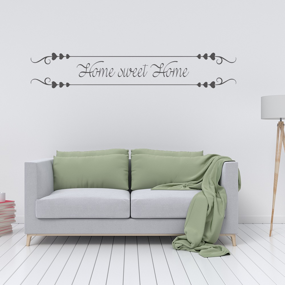 Sticker voor je woonkamer op de muur met tekst Home Sweet Home