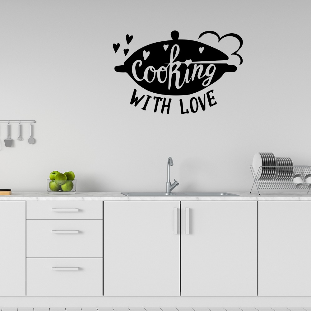 Naambordjevoordeur.nl keuken Muursticker Cooking with love