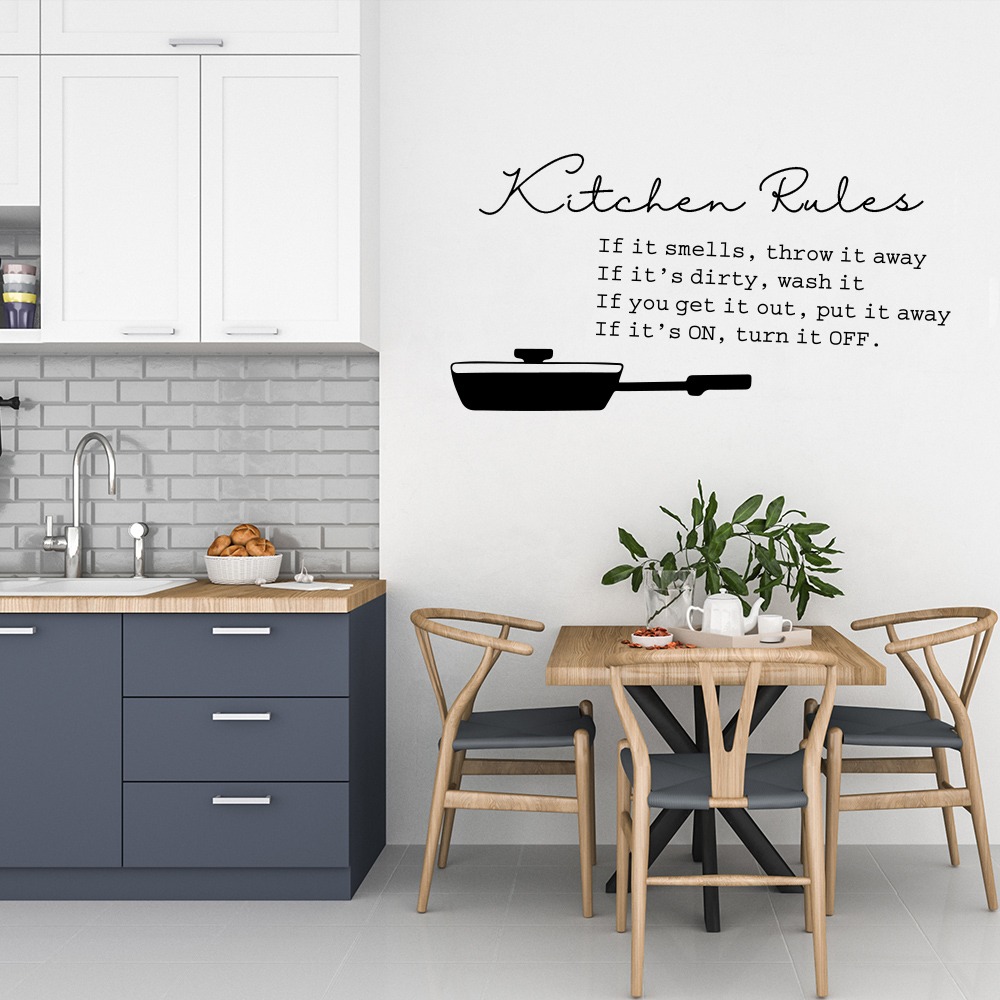 Muursticker Kitchen Rules voor in je keuken bestellen bij Naambordjevoordeur.nl