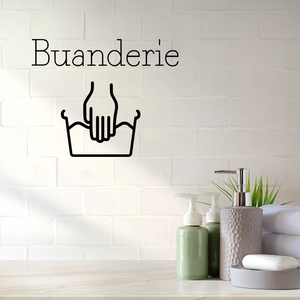 Wasruimte muursticker Buanderie bestellen bij naambordjevoordeur.nl