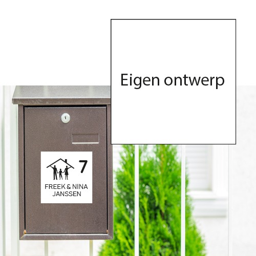 Brievenbussticker met eigen ontwerp 10x10 cm bestellen en ontwerpen bij naambordjevoordeur