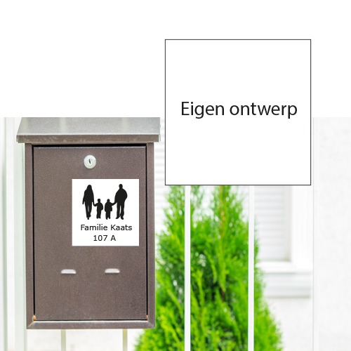 Brievenbussticker met eigen ontwerp 8x8 cm bestellen en ontwerpen bij naambordjevoordeur