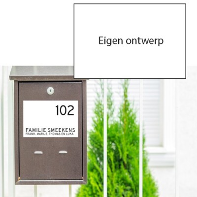 Brievenbussticker met eigen ontwerp 15x10 cm bestellen en ontwerpen bij naambordjevoordeur