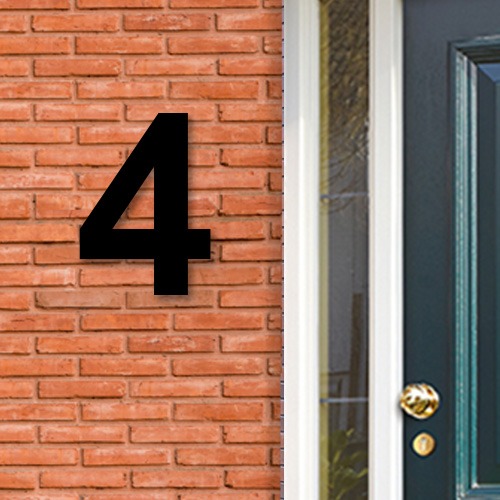Huisnummer cijfer 4 voor naast de voordeur in Acryl zwart