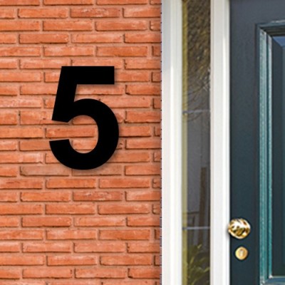Huisnummer cijfer 5 voor naast de voordeur in Acryl zwart