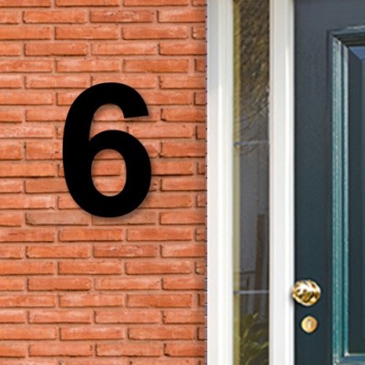 Huisnummer cijfer 6 voor naast de voordeur in Acryl zwart