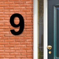 Huisnummer cijfer 9 voor naast de voordeur in Acryl zwart