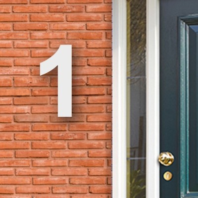 Huisnummer cijfer 1 voor naast de voordeur in Acryl wit