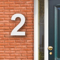 Huisnummer cijfer 2 voor naast de voordeur in Acryl wit