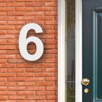 Huisnummer cijfer 6 voor naast de voordeur in Acryl wit
