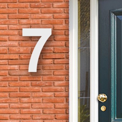 Huisnummer cijfer 7 voor naast de voordeur in Acryl wit