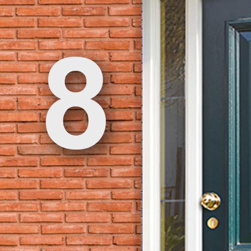 Huisnummer cijfer x voor naast de voordeur in Acryl wit