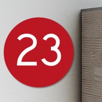 Huisnummerbordje Rood rond | 20 cm